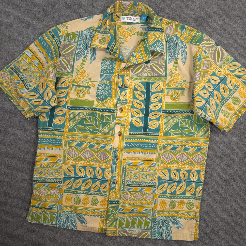 Tori‎ Richard Shirt Mens S Hawaiian Tribal Exclusive Employee Uniform Button Up